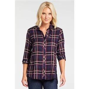 MICHAEL STARS Evereve Passport Plaid Button Down Shirt // S